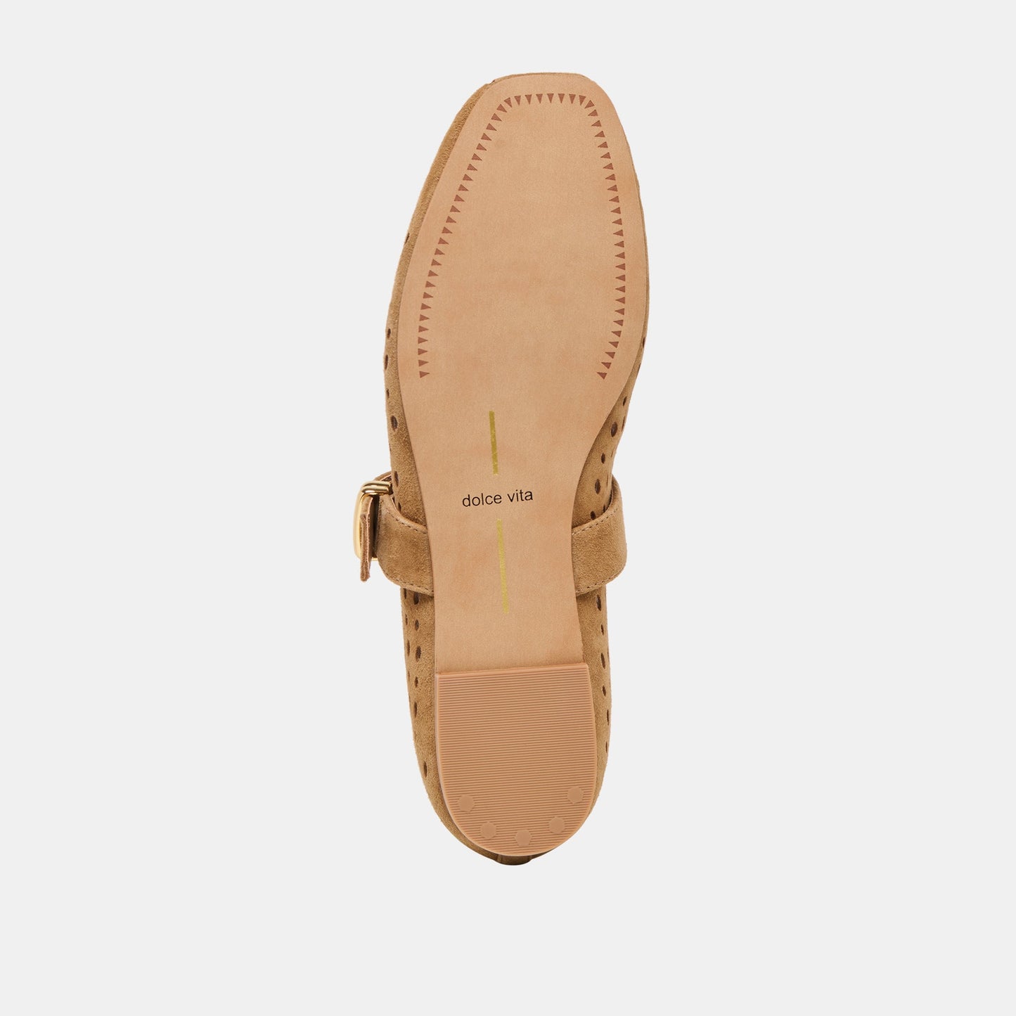 Mikel Lt Brown Perforated Suede Ballet Flats - LT BROWN PERFORATED SUEDE