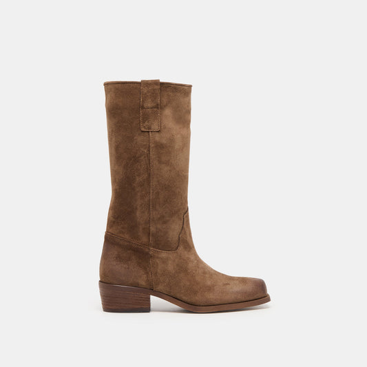 Romie Chocolate Suede Boots - CHOCOLATE SUEDE