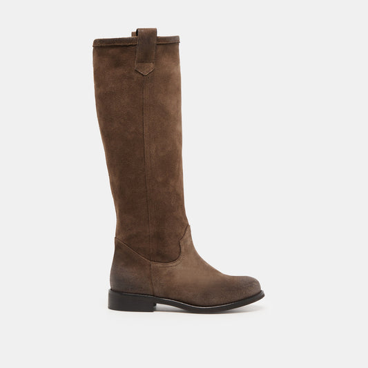 Ramzy Chocolate Suede Boots - CHOCOLATE SUEDE