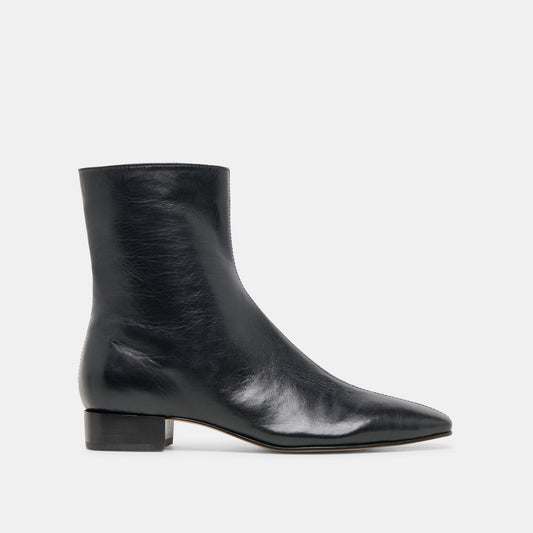 Tarine Black Leather Booties - BLACK LEATHER