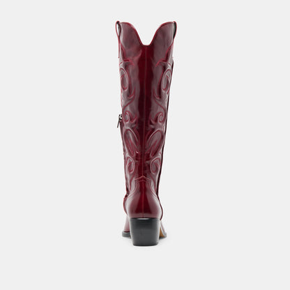 Mirla Oxblood Leather Boots - OXBLOOD LEATHER