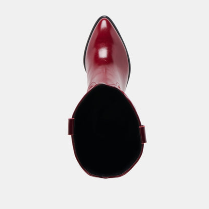 Mirla Oxblood Leather Boots - OXBLOOD LEATHER