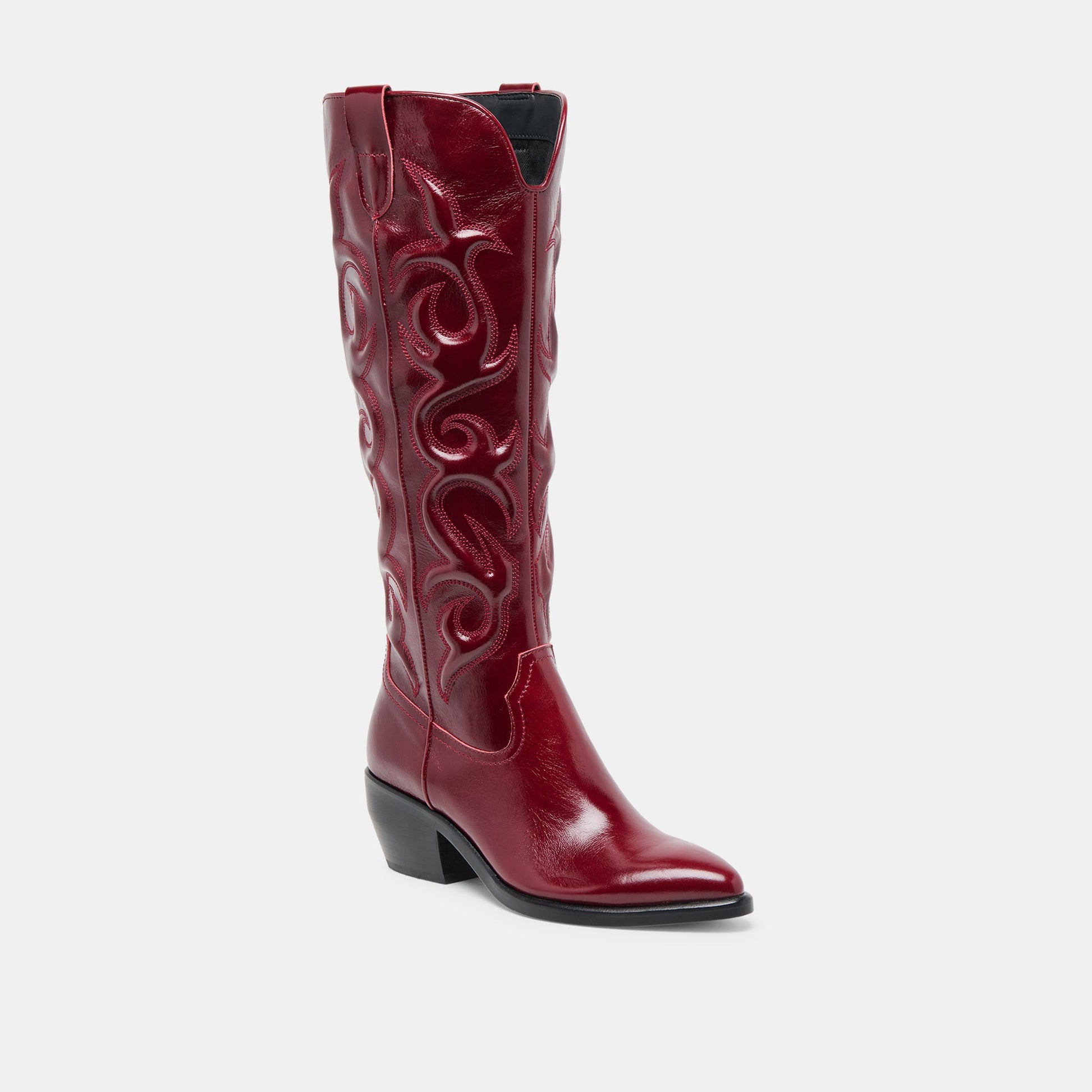 Mirla Oxblood Leather Boots - OXBLOOD LEATHER