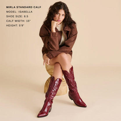 Mirla Oxblood Leather Boots - OXBLOOD LEATHER