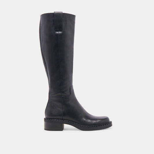 Glory H2O Waterproof Black Leather Wide Calf Boots - BLACK LEATHER