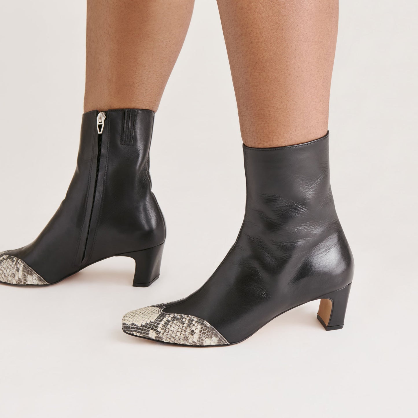 Anika Black Multi Leather Boots - BLACK MULTI LEATHER