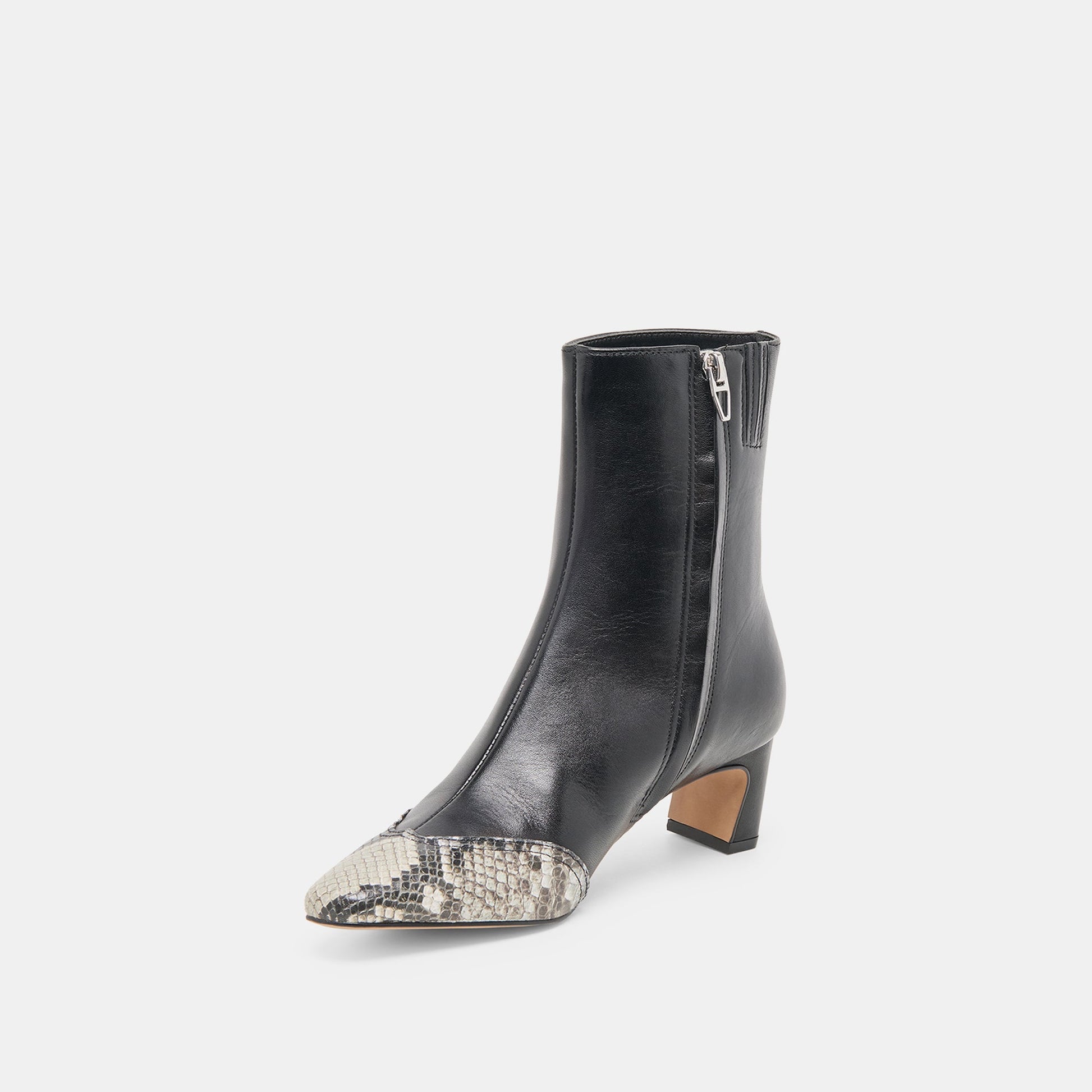 Anika Black Multi Leather Boots - BLACK MULTI LEATHER