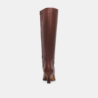 Auggie Extra Wide Calf Chocolate Boots - CHOCOLATE LEATHER