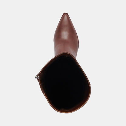 Auggie Extra Wide Calf Chocolate Boots - CHOCOLATE LEATHER