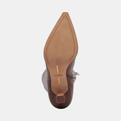 Auggie Extra Wide Calf Chocolate Boots - CHOCOLATE LEATHER