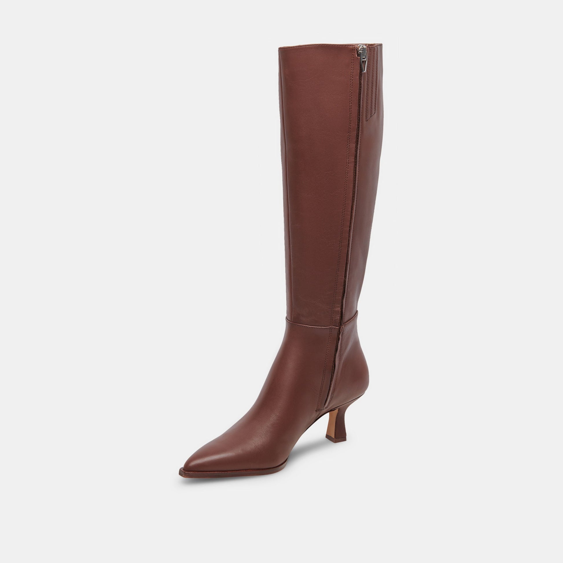 Auggie Extra Wide Calf Chocolate Boots - CHOCOLATE LEATHER