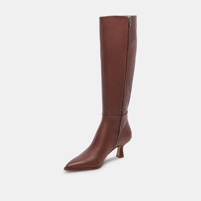 Auggie Extra Wide Calf Chocolate Boots - CHOCOLATE LEATHER