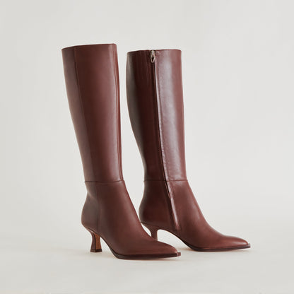 Auggie Extra Wide Calf Chocolate Boots - CHOCOLATE LEATHER