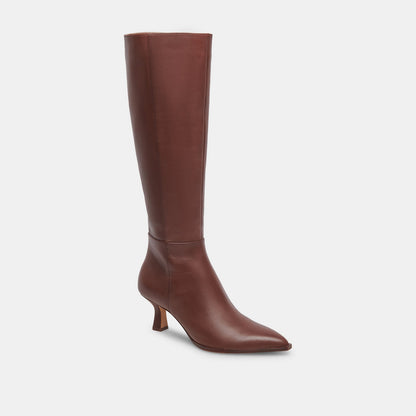 Auggie Extra Wide Calf Chocolate Boots - CHOCOLATE LEATHER