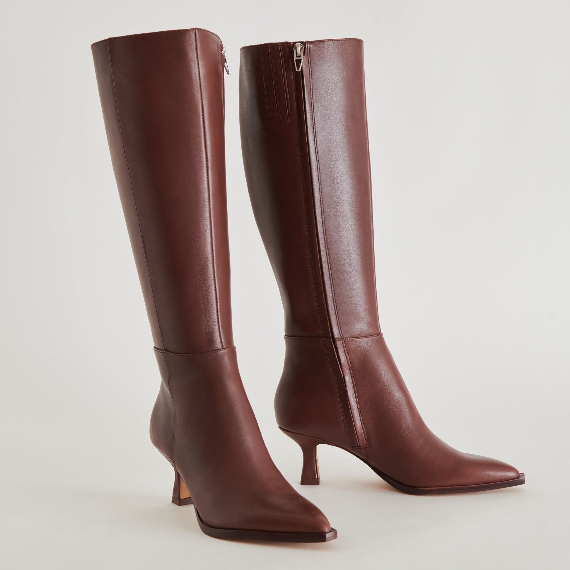 Auggie Extra Wide Calf Chocolate Boots - CHOCOLATE LEATHER