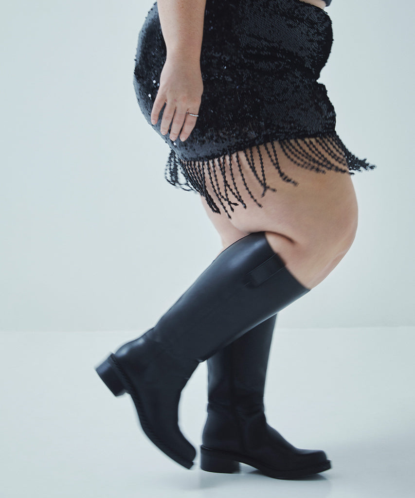 Glory H2O Waterproof Black Leather Extra Wide Calf Boots - BLACK LEATHER