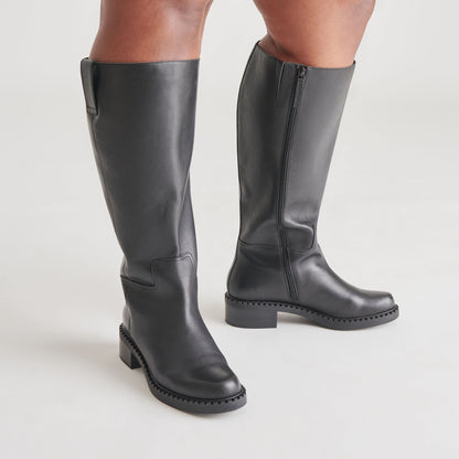 Glory H2O Waterproof Black Leather Extra Wide Calf Boots - BLACK LEATHER