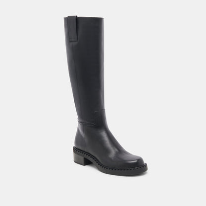 Glory H2O Waterproof Black Leather Extra Wide Calf Boots - BLACK LEATHER