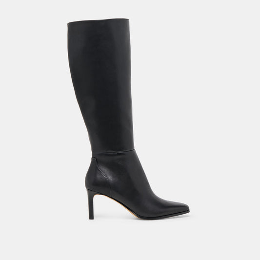 Emmi Black Leather Wide Calf Boots - BLACK LEATHER