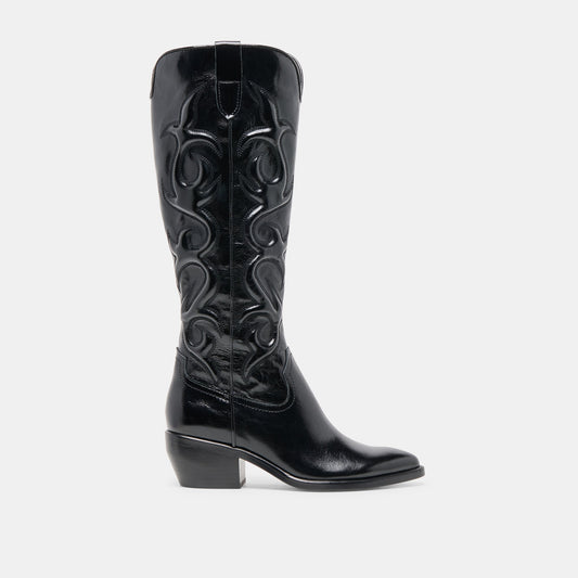 Mirla Black Leather Boots - BLACK LEATHER
