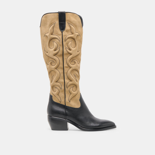 Mirla Black Multi Leather Boots - BLACK MULTI LEATHER