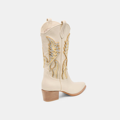 Vila Ivory Leather Boots - IVORY LEATHER