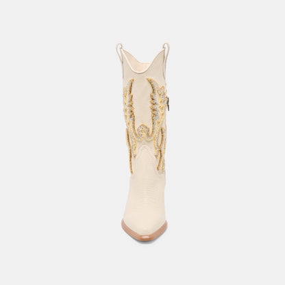 Vila Ivory Leather Boots - IVORY LEATHER