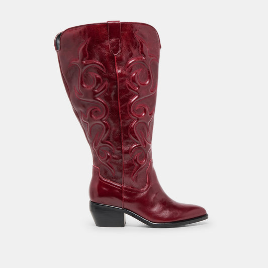 Mirla Oxblood Leather Extra Wide Calf Boots - OXBLOOD LEATHER