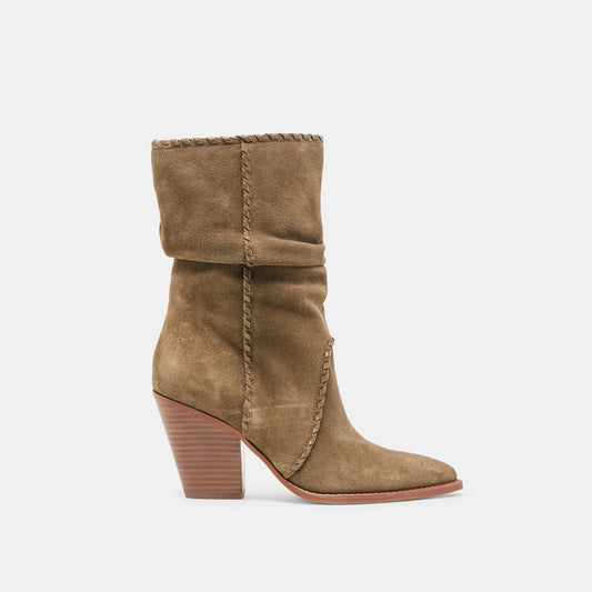 Julith Olive Suede Boots - OLIVE SUEDE