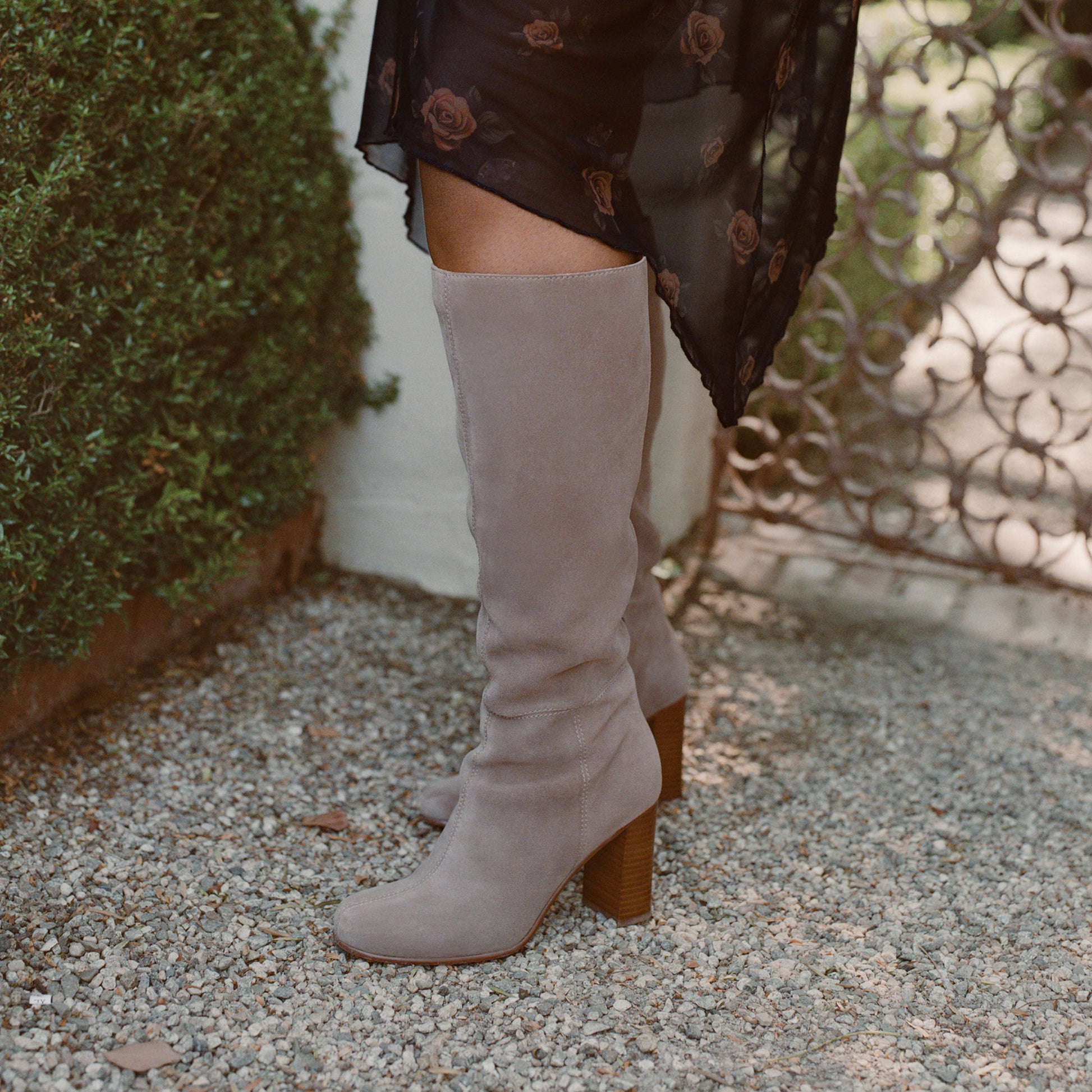 Hudsin Wide Calf Barley Suede Boots - BARLEY SUEDE