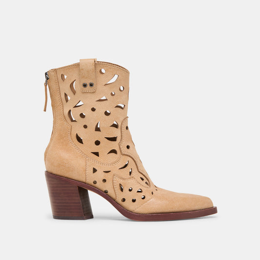 Zenobi Camel Distressed Leather Booties - CAMEL DISTRESSED LEATHER