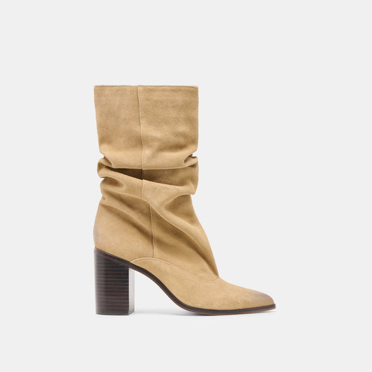 Talina Dk Taupe Suede Wide Calf Boots - DK TAUPE SUEDE