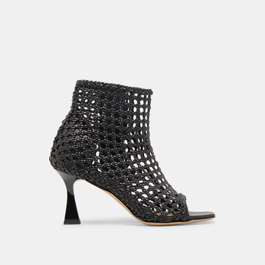 Quin Black Woven Leather Heels - BLACK WOVEN LEATHER