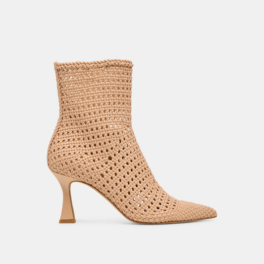 Embry Lt Tan Woven Stella Booties - LT TAN WOVEN STELLA