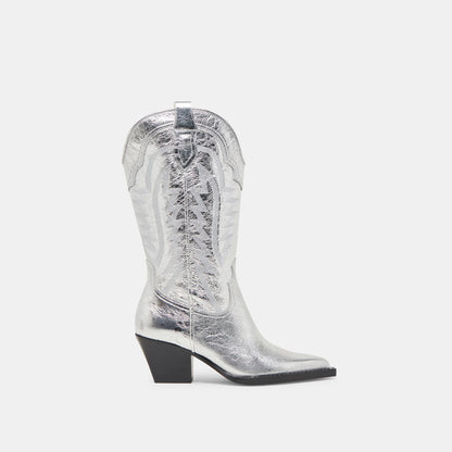 Ryland Extra Wide Calf Silver Boots - SILVER DISTRESSED LEATHER