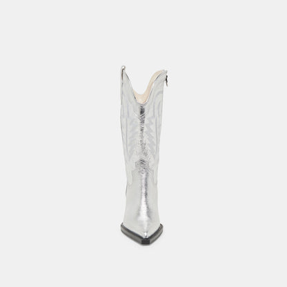Ryland Extra Wide Calf Silver Boots - SILVER DISTRESSED LEATHER
