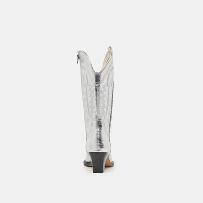 Ryland Extra Wide Calf Silver Boots - SILVER DISTRESSED LEATHER
