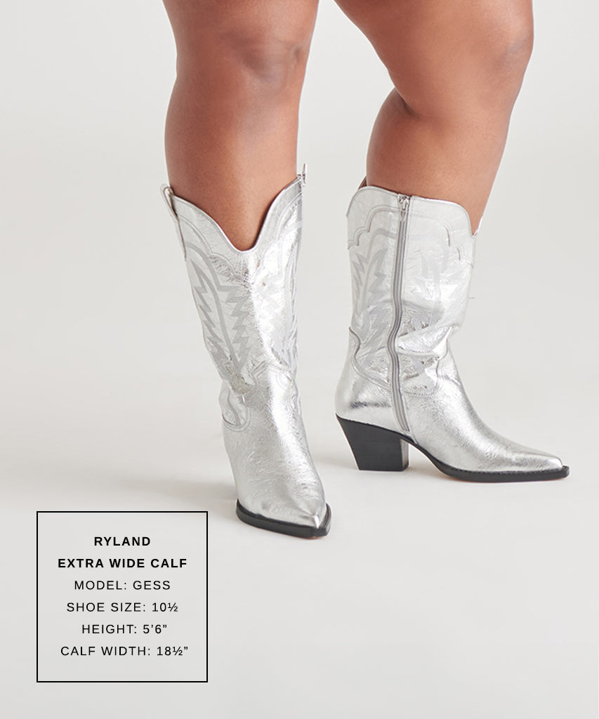 Ryland Extra Wide Calf Silver Boots - SILVER DISTRESSED LEATHER