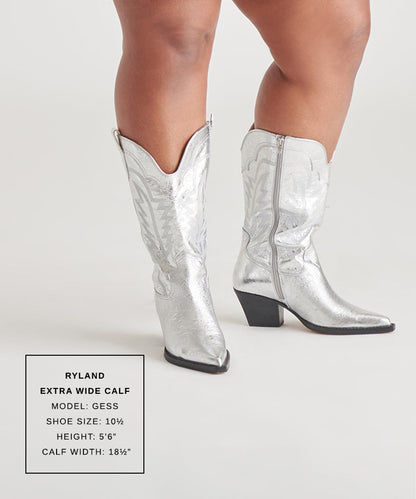 Ryland Extra Wide Calf Silver Boots - SILVER DISTRESSED LEATHER