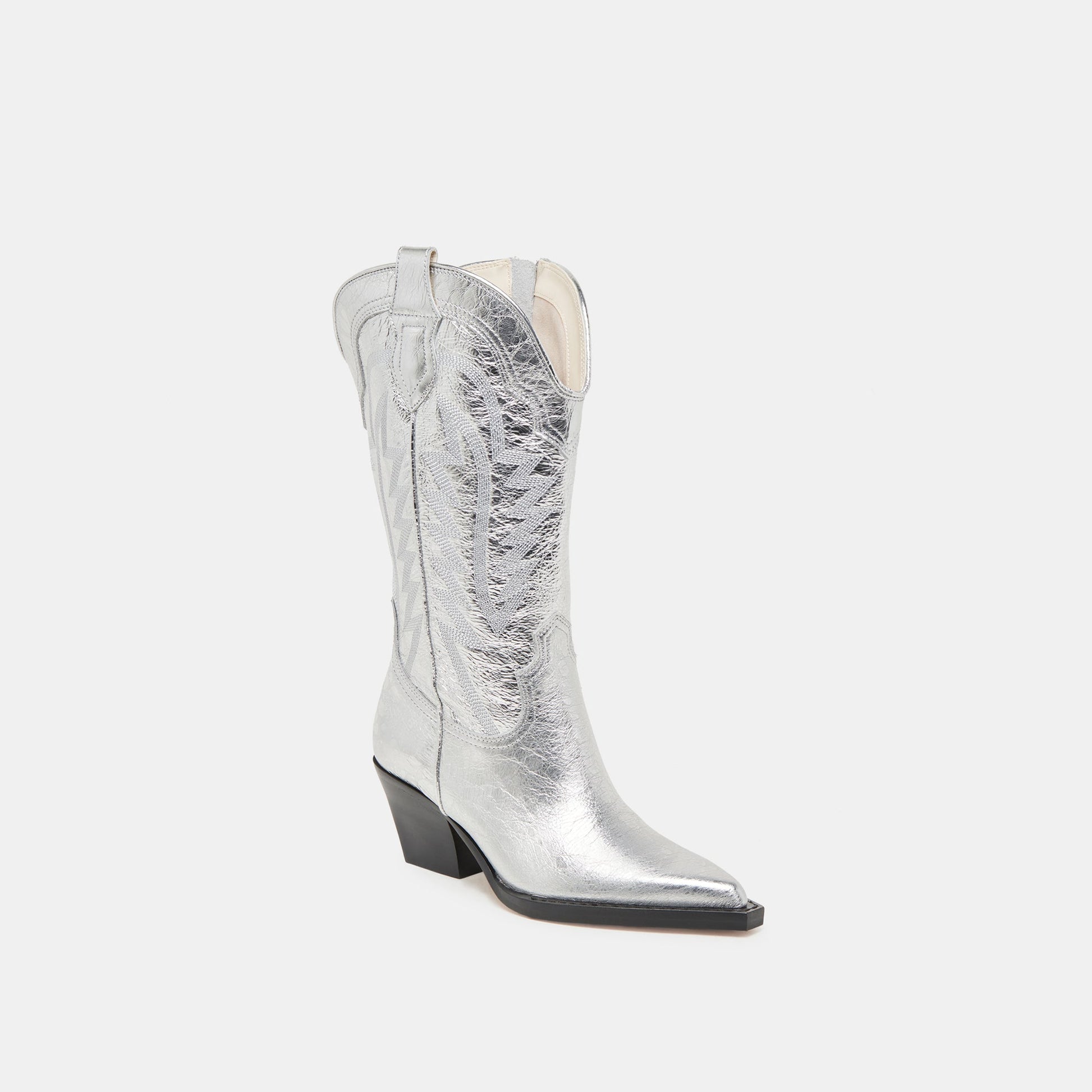 Ryland Extra Wide Calf Silver Boots - SILVER DISTRESSED LEATHER