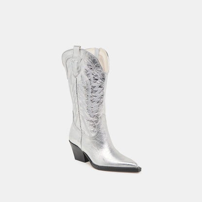 Ryland Extra Wide Calf Silver Boots - SILVER DISTRESSED LEATHER