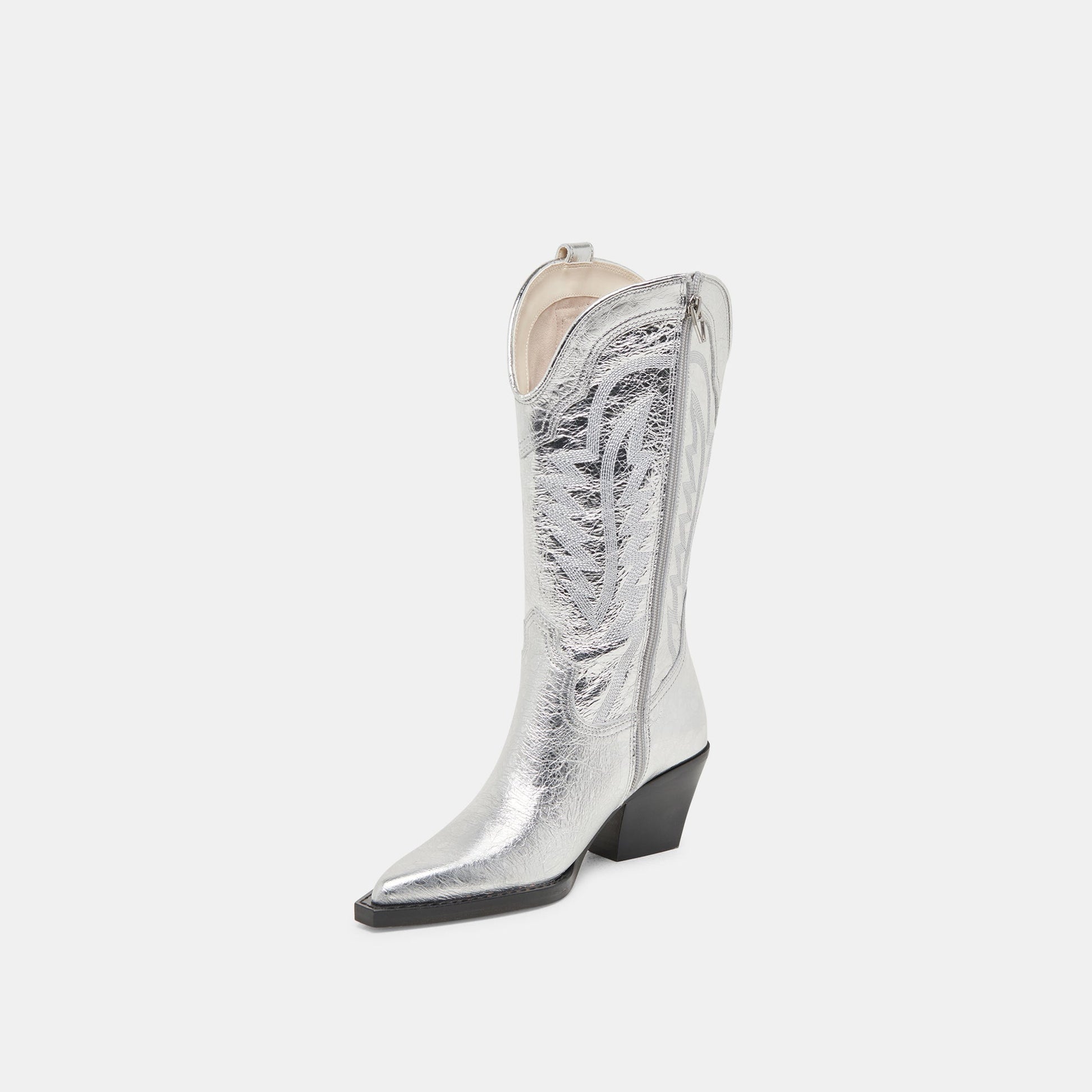Ryland Extra Wide Calf Silver Boots - SILVER DISTRESSED LEATHER