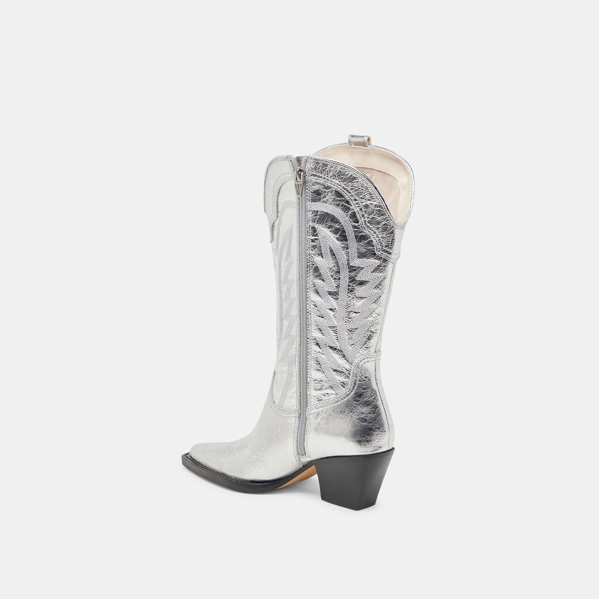 Ryland Extra Wide Calf Silver Boots - SILVER DISTRESSED LEATHER