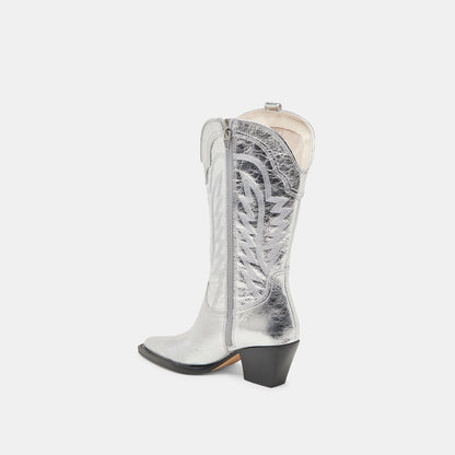 Ryland Extra Wide Calf Silver Boots - SILVER DISTRESSED LEATHER
