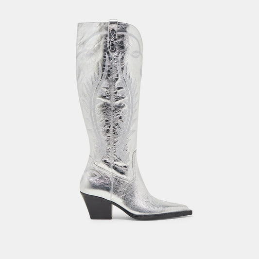 RYATT WIDE CALF BOOTS SILVER DISTRESSED LEATHER - SILVER DISTRESSED LEATHER