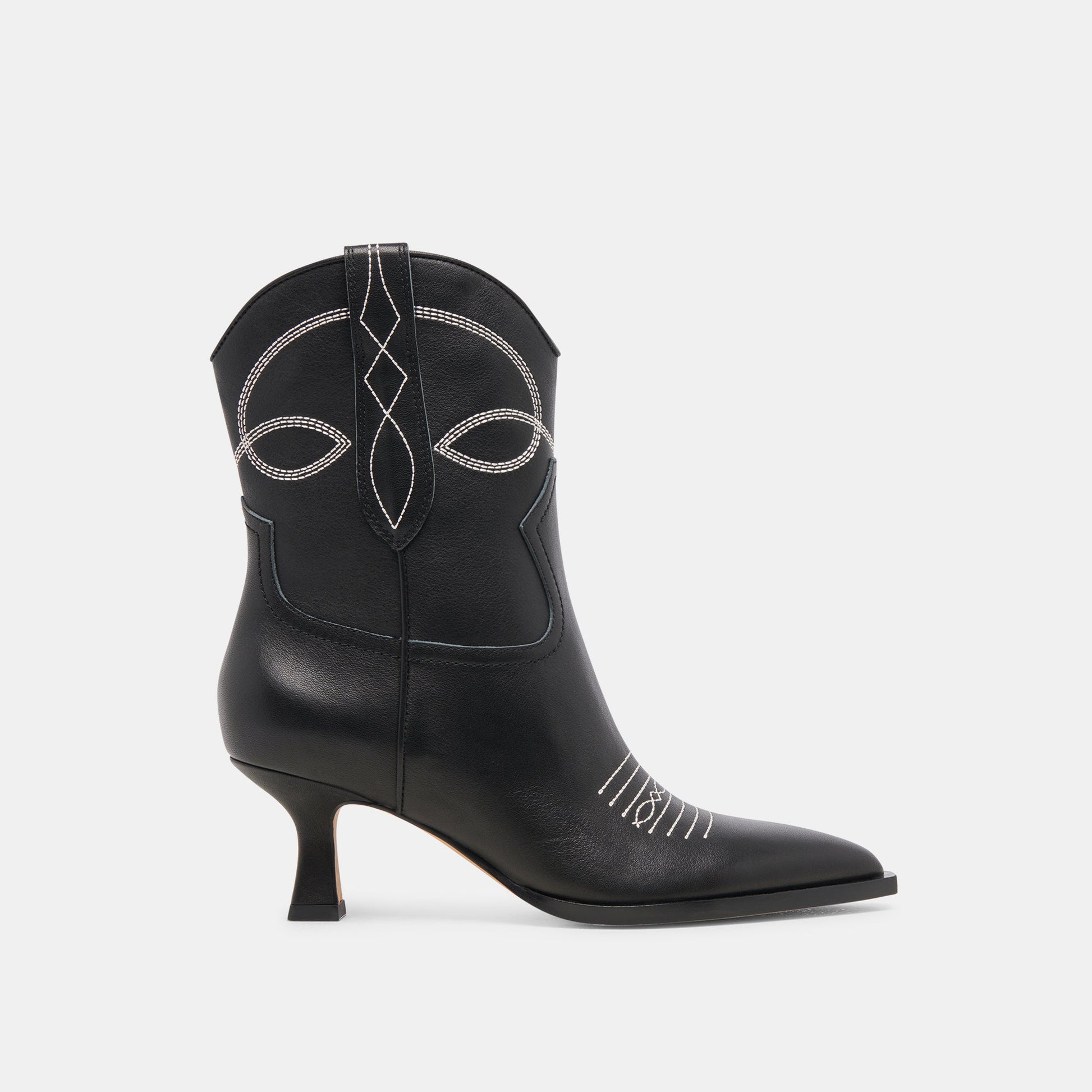 ANGEL BOOTIES BLACK WHITE LEATHER - BLACK WHITE LEATHER