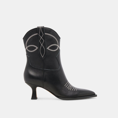ANGEL BOOTIES BLACK WHITE LEATHER - BLACK WHITE LEATHER