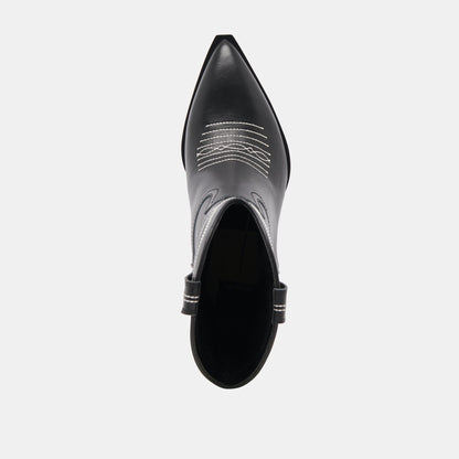 ANGEL BOOTIES BLACK WHITE LEATHER - BLACK WHITE LEATHER