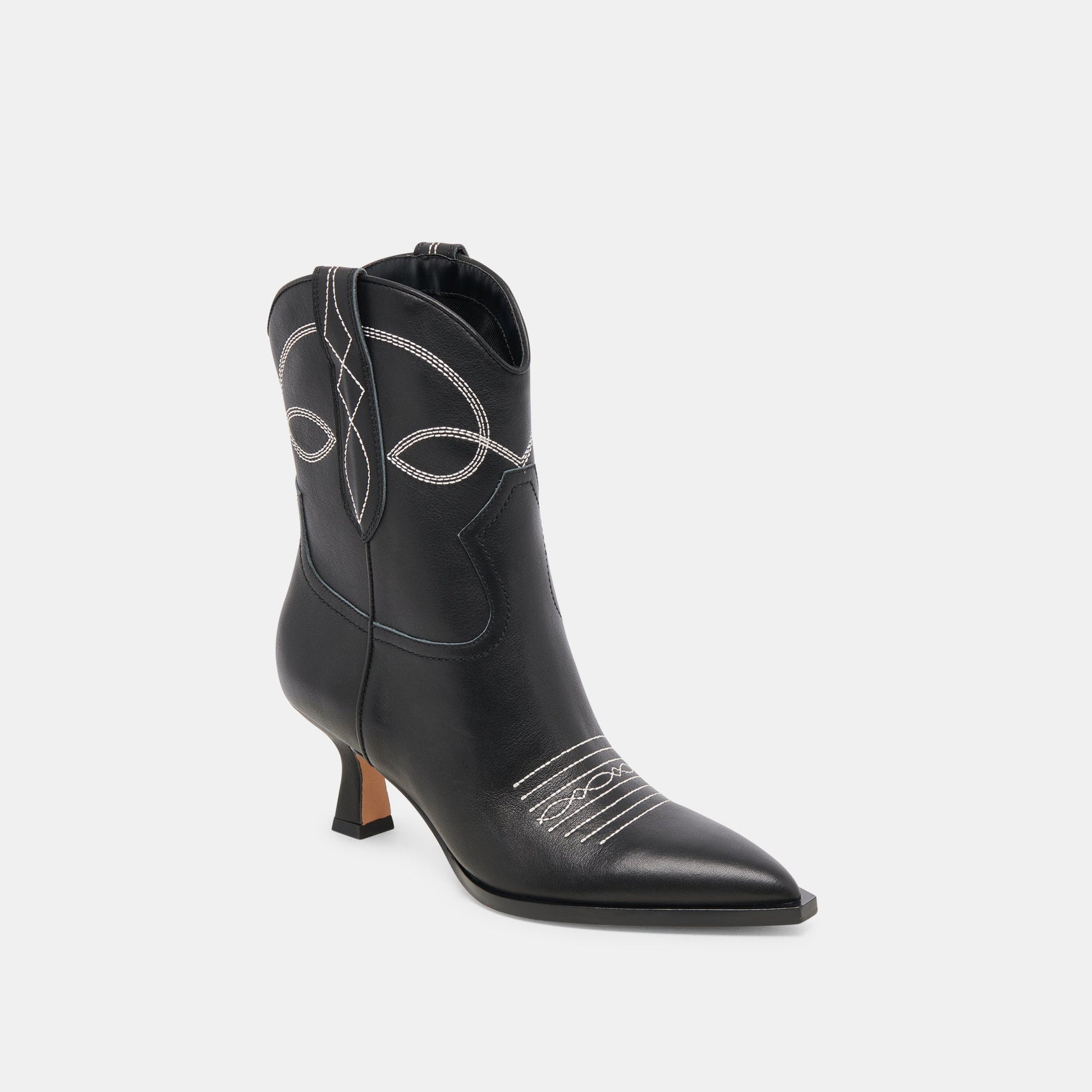 ANGEL BOOTIES BLACK WHITE LEATHER - BLACK WHITE LEATHER