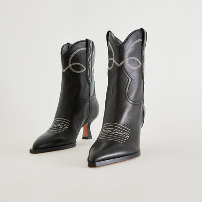 ANGEL BOOTIES BLACK WHITE LEATHER - BLACK WHITE LEATHER